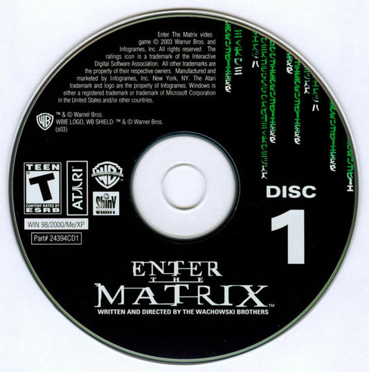 Enter the Matrix Disc 1-4 Microsoft Windows PC CD-PC Gamez USA
