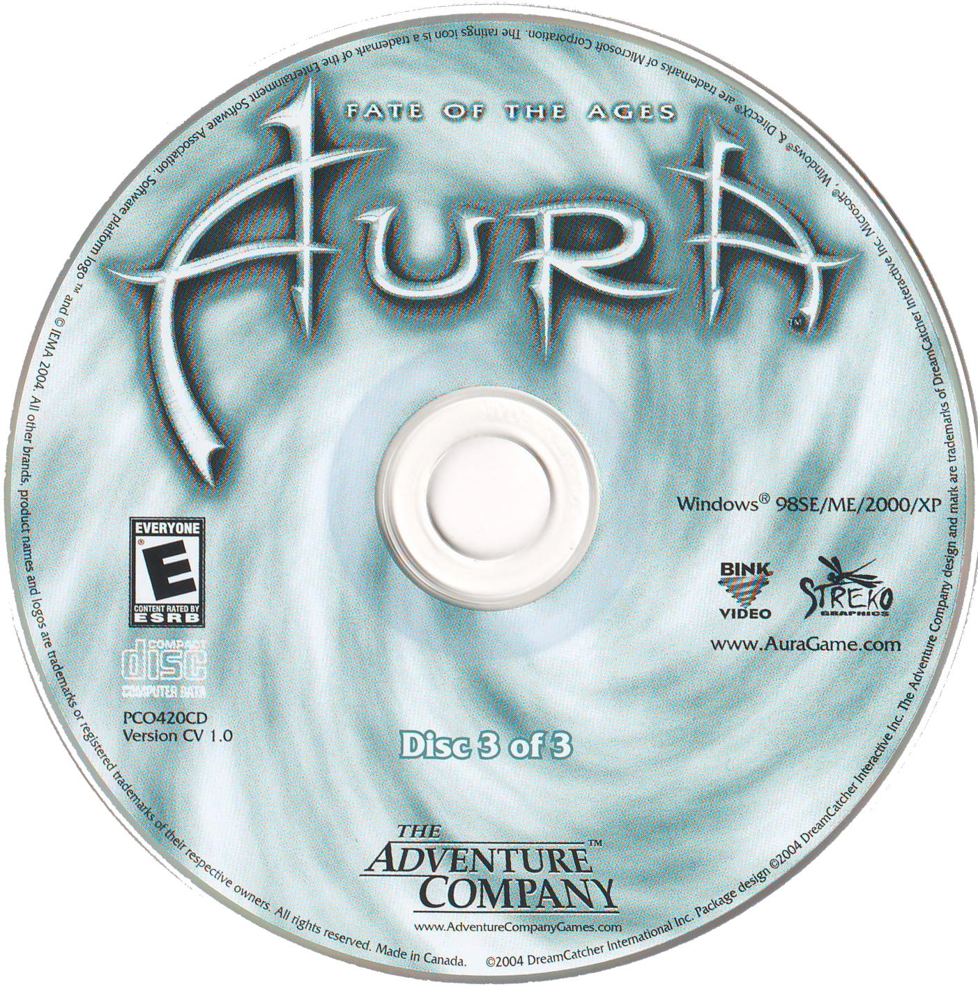 Aura Fate Of The Ages Disc 1-3 Microsoft Windows PC CD-PC Gamez USA