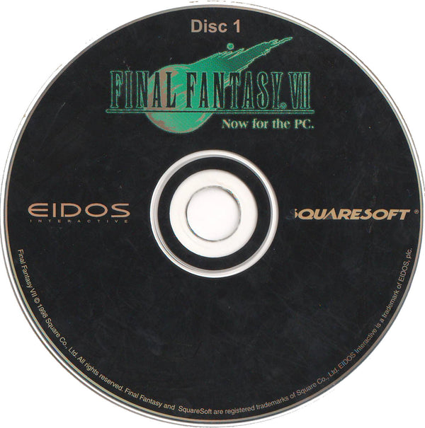 Final Fantasy VII Disc 1-4 Microsoft Windows PC CD-PC Gamez USA