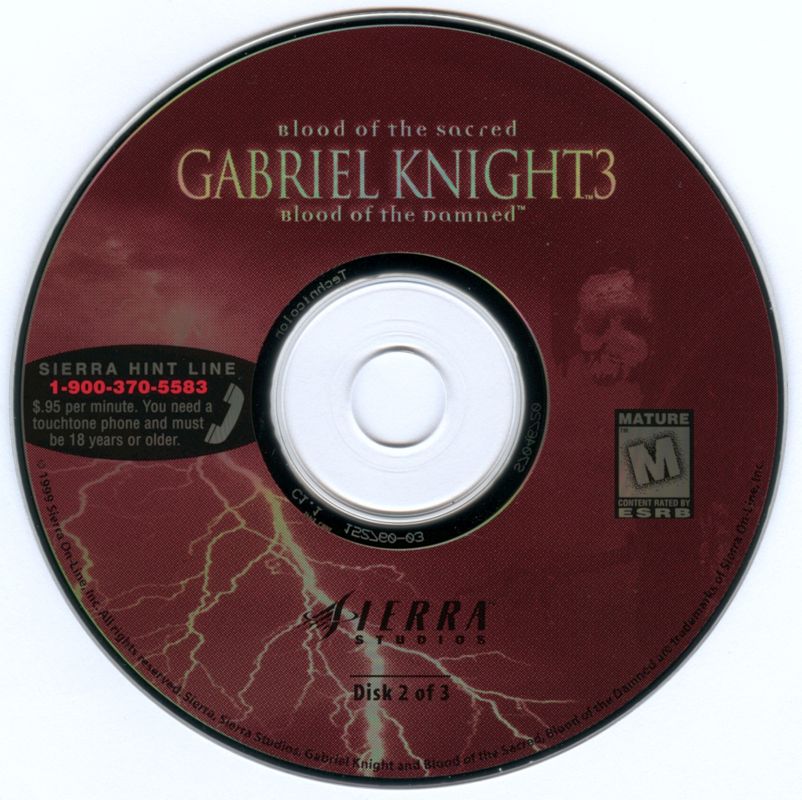 Gabriel Knight 3 - Blood of the Sacred, Blood of the Damned Disc 1-3 Microsoft Windows PC CD-PC Gamez USA