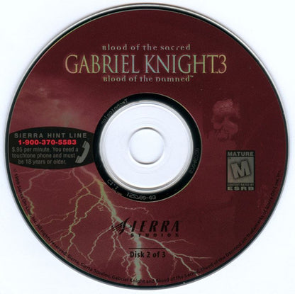 Gabriel Knight 3 - Blood of the Sacred, Blood of the Damned Disc 1-3 Microsoft Windows PC CD-PC Gamez USA