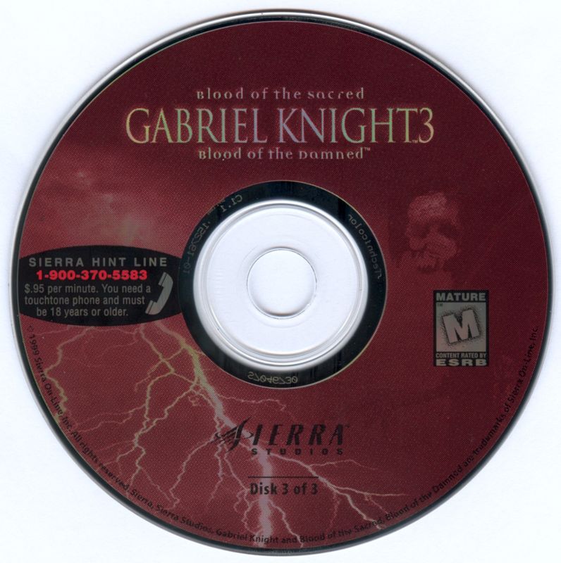 Gabriel Knight 3 - Blood of the Sacred, Blood of the Damned Disc 1-3 Microsoft Windows PC CD-PC Gamez USA