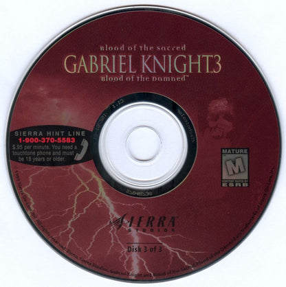 Gabriel Knight 3 - Blood of the Sacred, Blood of the Damned Disc 1-3 Microsoft Windows PC CD-PC Gamez USA