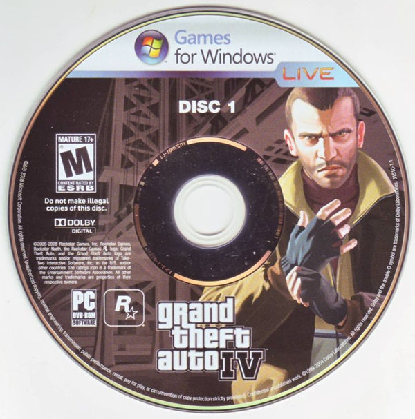 Grand Theft Auto IV Disc 1-2 Microsoft Windows PC DVD by PC Gamez USA