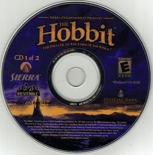Hobbit Disc 1-2 Microsoft Windows PC CD-PC Gamez USA