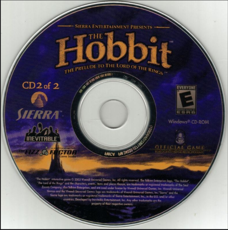 Hobbit Disc 1-2 Microsoft Windows PC CD-PC Gamez USA