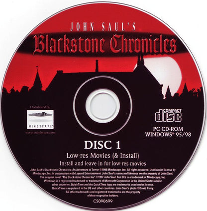 John Saul's Blackstone Chronicles An Adventure in Terror Disc 1-2 Microsoft Windows PC CD-PC Gamez USA