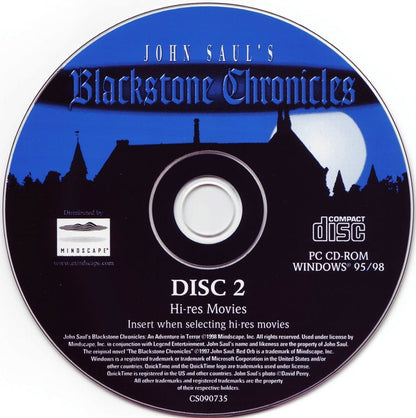 John Saul's Blackstone Chronicles An Adventure in Terror Disc 1-2 Microsoft Windows PC CD-PC Gamez USA