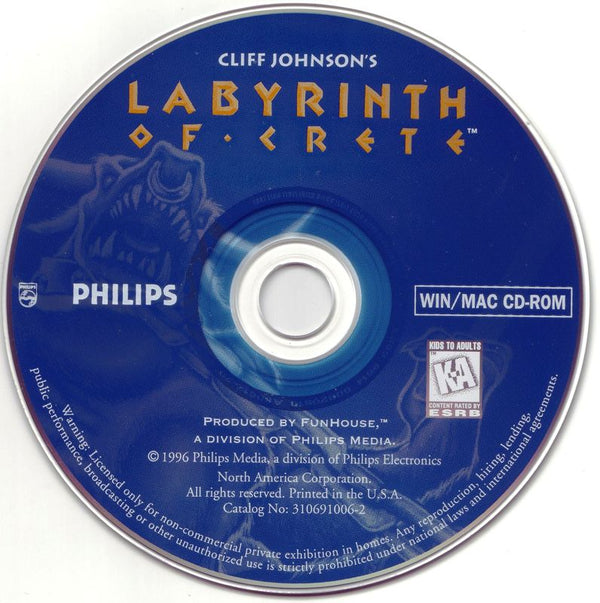 Labyrinth of Crete Microsoft Windows 3.X CD by PC Gamez USA