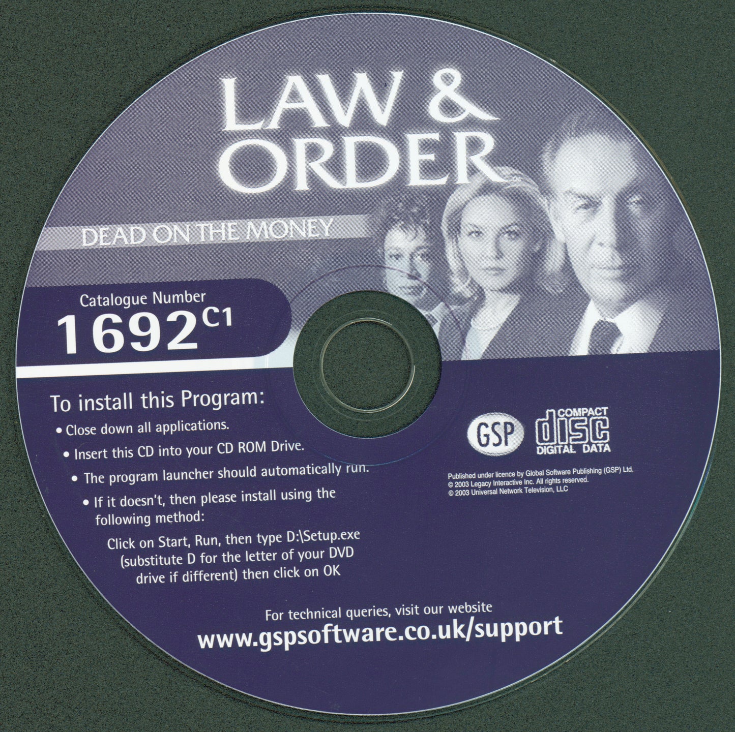 Law And Order Dead on the Money Disc 1-2 Microsoft Windows PC CD-PC Gamez USA
