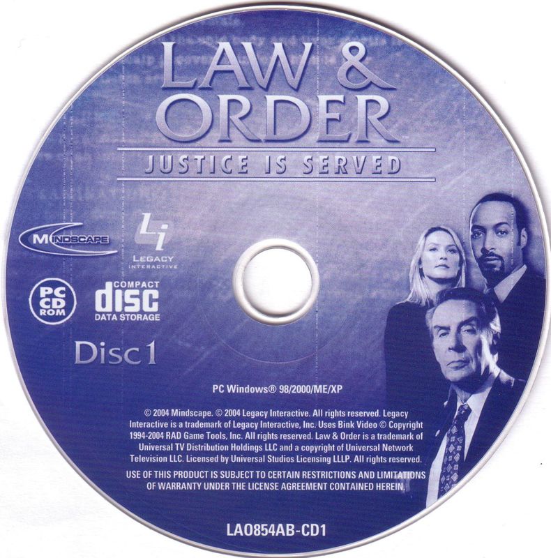 Law & Order 3 - Justice is Served Disc 1-2 Microsoft Windows PC CD-PC Gamez USA