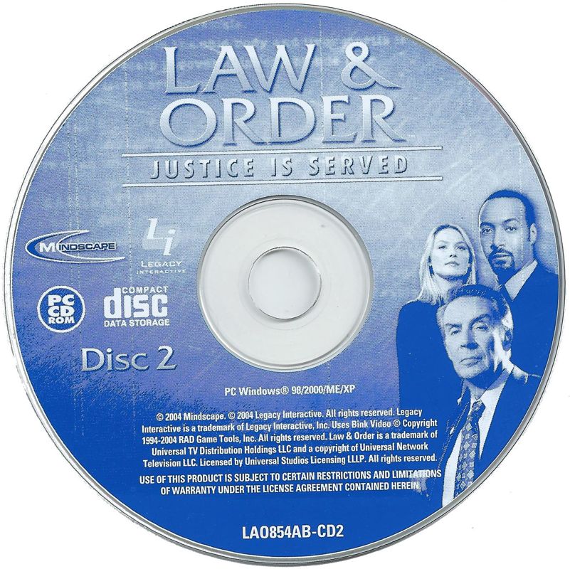 Law & Order 3 - Justice is Served Disc 1-2 Microsoft Windows PC CD-PC Gamez USA