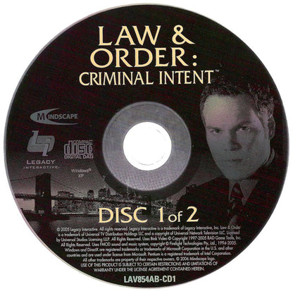 Law & Order Criminal Intent Disc 1-2 Microsoft Windows PC CD-PC Gamez USA