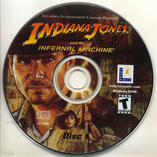 LucasArts Indiana Jones and the Infernal Machine Disc 1 -2 Microsoft Windows PC CD-PC Gamez USA