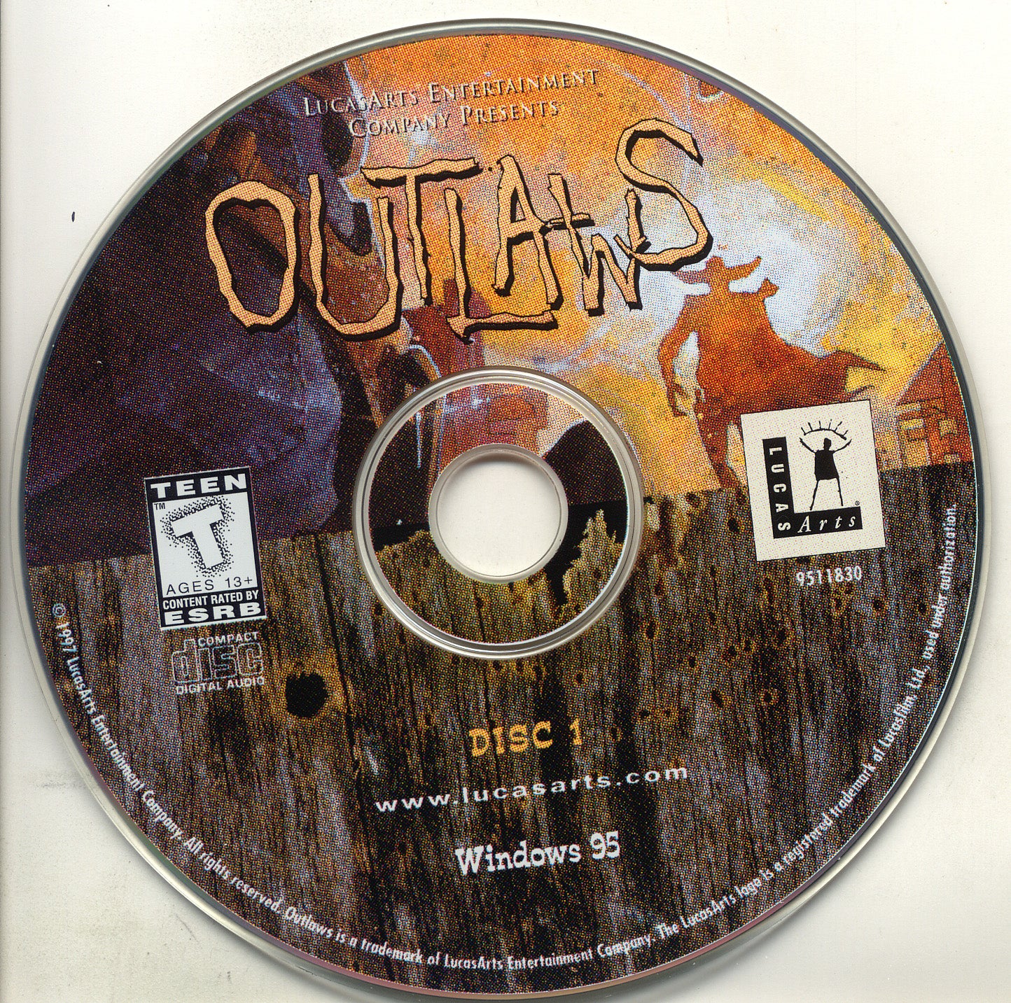 LucasArts Outlaws Disc 1-2 Microsoft Windows PC CD-PC Gamez USA