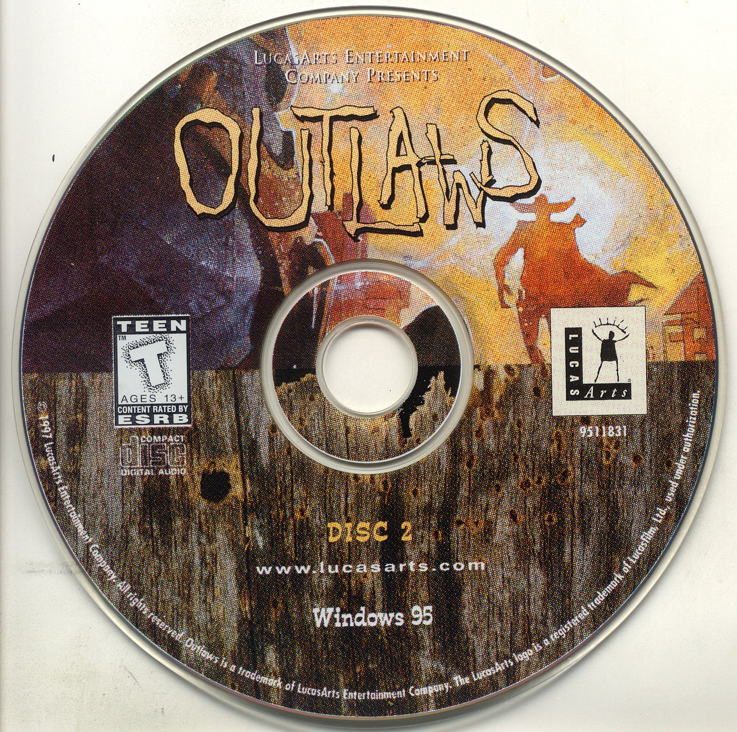 LucasArts Outlaws Disc 1-2 Microsoft Windows PC CD-PC Gamez USA