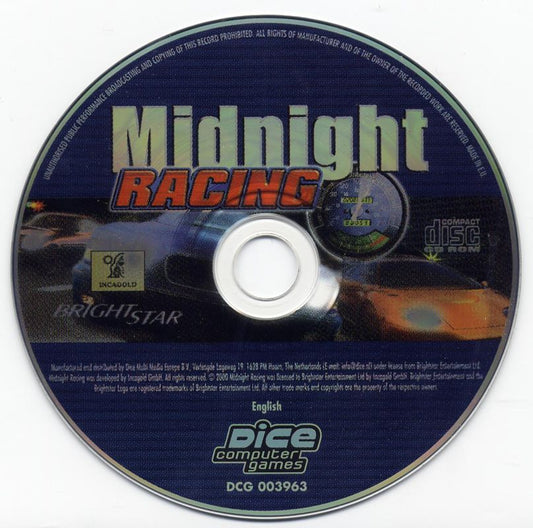 Midnight Racing 1999 Microsoft Windows PC CD IncaGold Avanquest BrightStar-PC Gamez USA