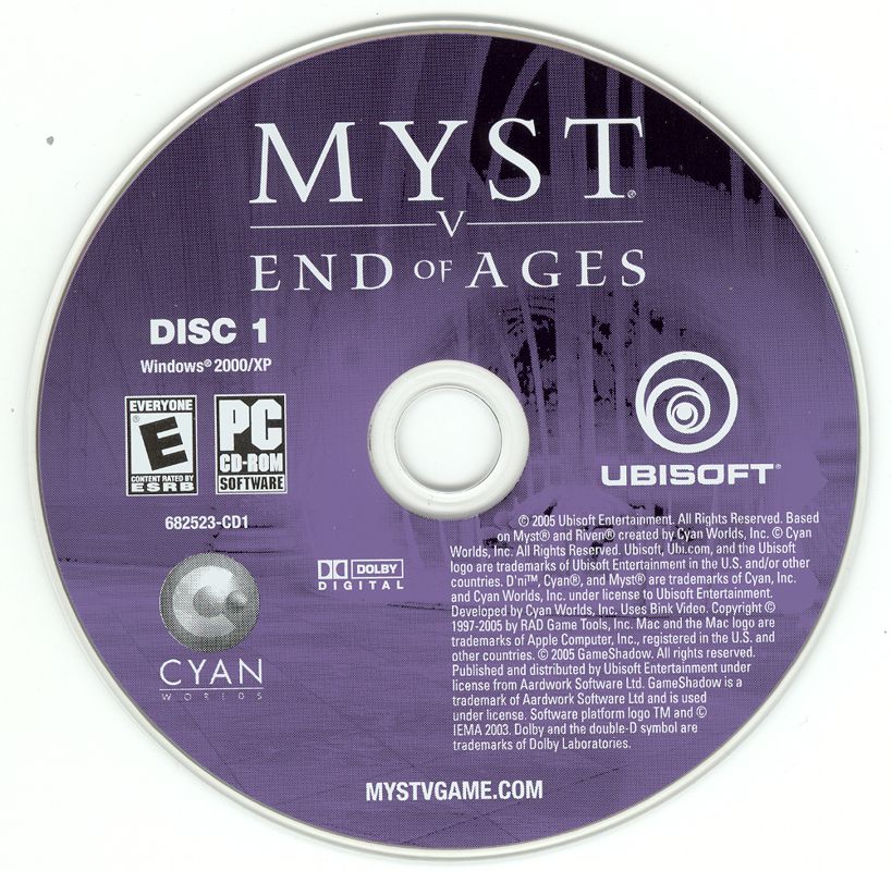 Myst V End of Ages Disc 1-3 Microsoft Windows PC CD-PC Gamez USA