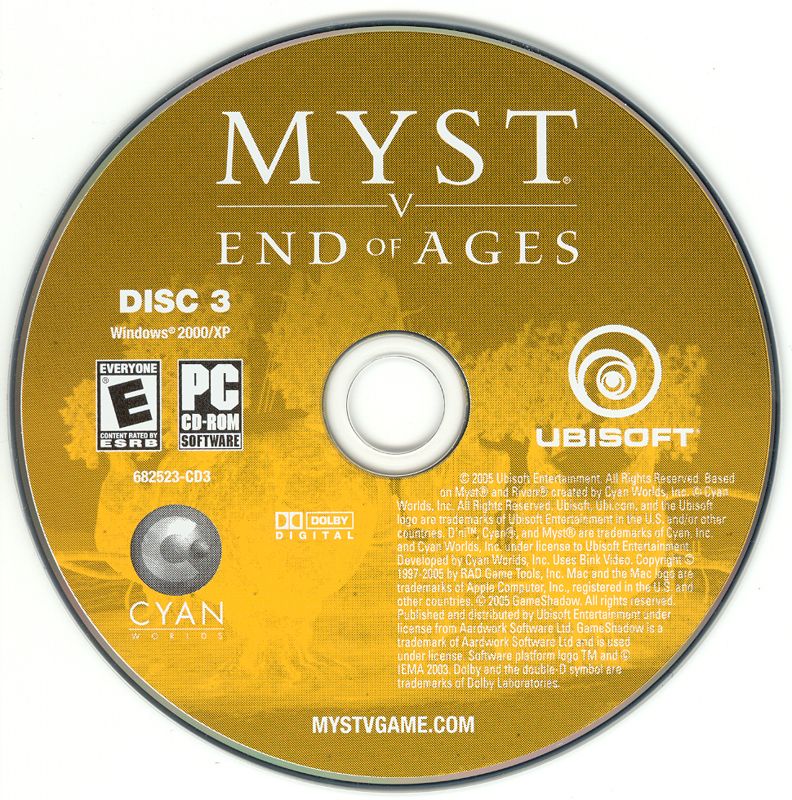 Myst V End of Ages Disc 1-3 Microsoft Windows PC CD-PC Gamez USA
