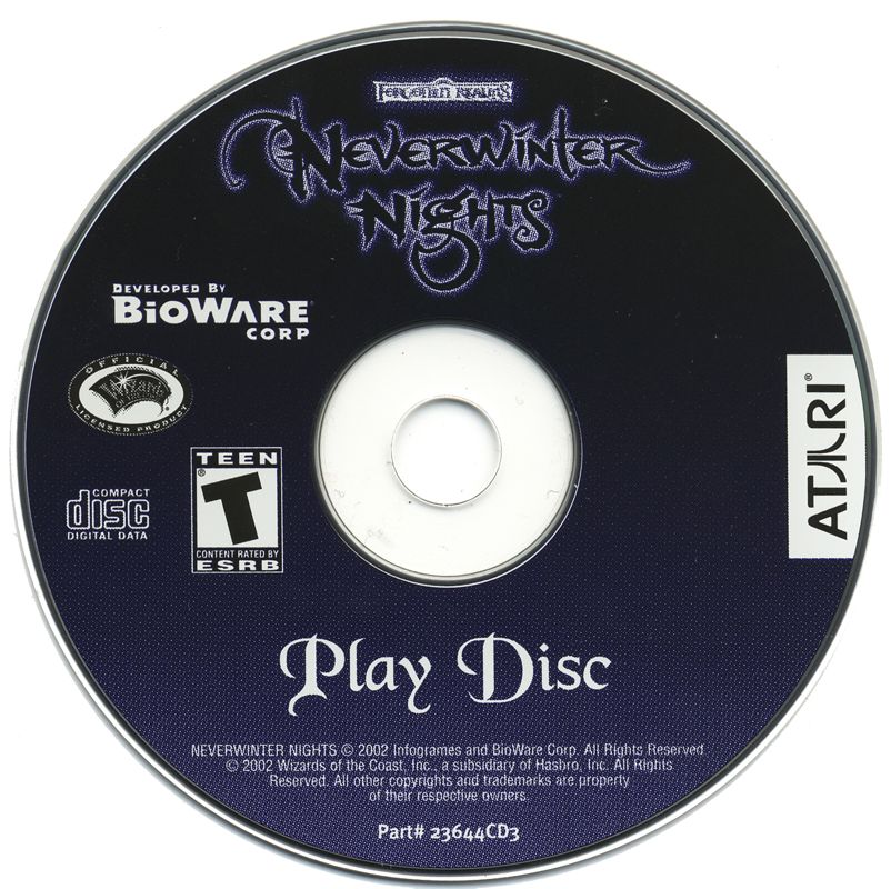 Neverwinter Nights Disc 1-3 Microsoft Windows PC CD-PC Gamez USA