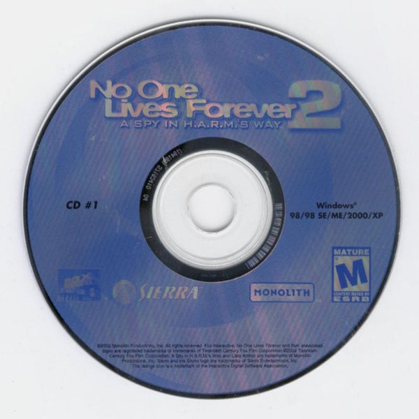 No One Lives Forever 2 A Spy in H.A.R.M.'s Way Disc 1-2 Microsoft Windows PC CD-PC Gamez USA