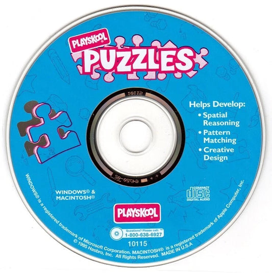 Playskool Puzzles (1995) Microsoft Windows 3.X CD by PC Gamez USA