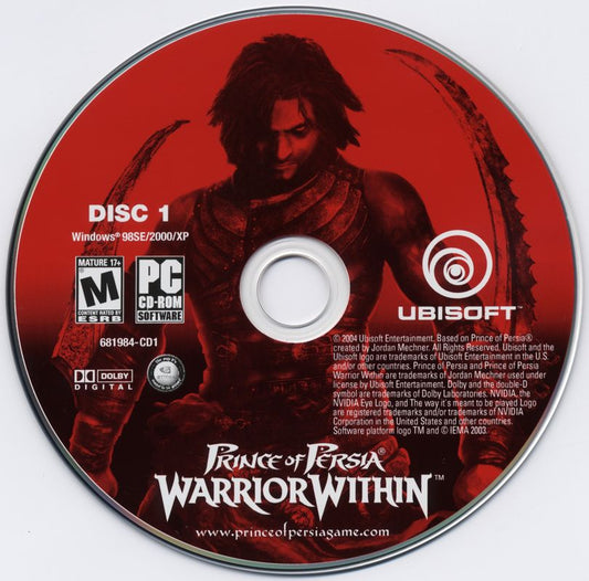Prince of Persia Warrior Within Disc 1-3 Microsoft Windows PC CD-PC Gamez USA
