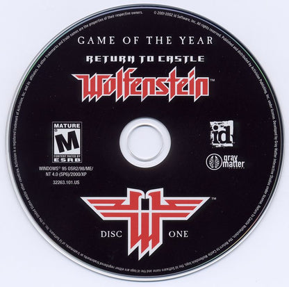 Return to Castle Wolfenstein Game of the Year Edition Disc 1 - 2 Microsoft Windows PC CD-PC Gamez USA