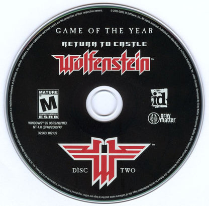 Return to Castle Wolfenstein Game of the Year Edition Disc 1 - 2 Microsoft Windows PC CD-PC Gamez USA