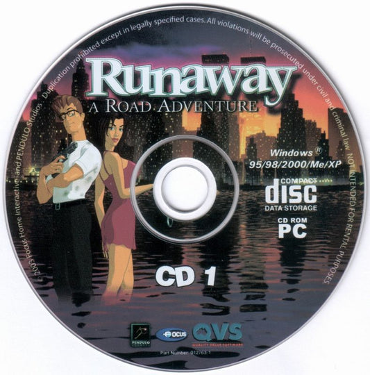 Runaway A Road Adventure Disc 1-3 Microsoft Windows PC CD-PC Gamez USA