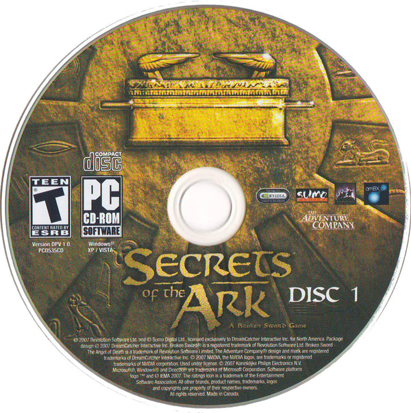 Secrets of the Ark - A Broken Sword Game Disc 1-3 Microsoft Windows PC CD by PC Gamez USA