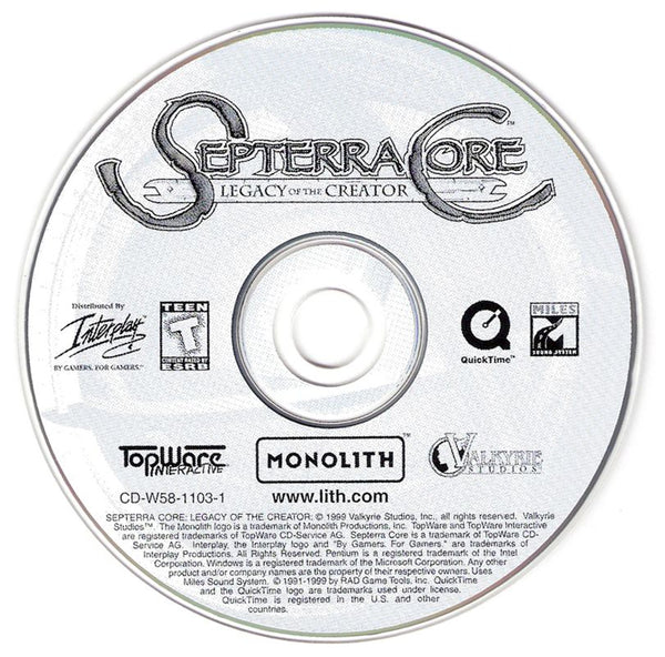 Septerra Core Legacy of the Creator Microsoft Windows PC CD-PC Gamez USA