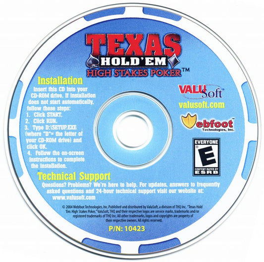 Texas Hold'em - High Stakes Poker Microsoft Windows PC CD-PC Gamez USA