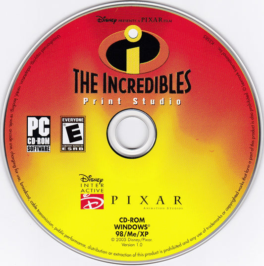 The Incredibles Print Studio Microsoft Windows PC CD-PC Gamez USA