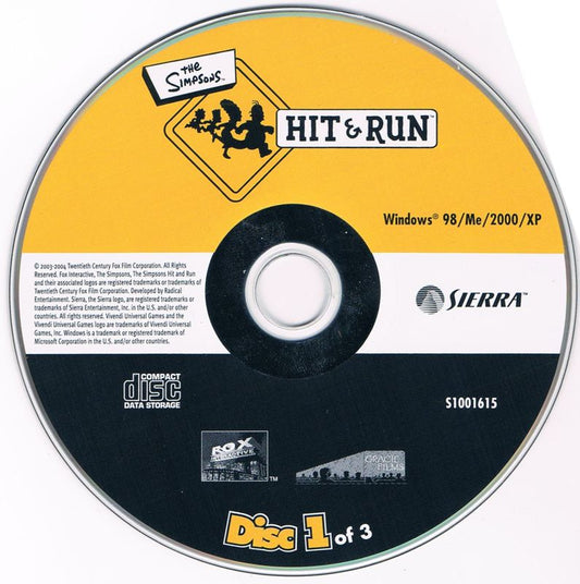 The Simpsons Hit & Run Disc 1-3 Microsoft Windows PC CD-PC Gamez USA