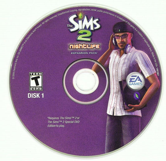 The Sims 2 Nightlife Disc 1-2 Microsoft Windows PC CD-PC Gamez USA