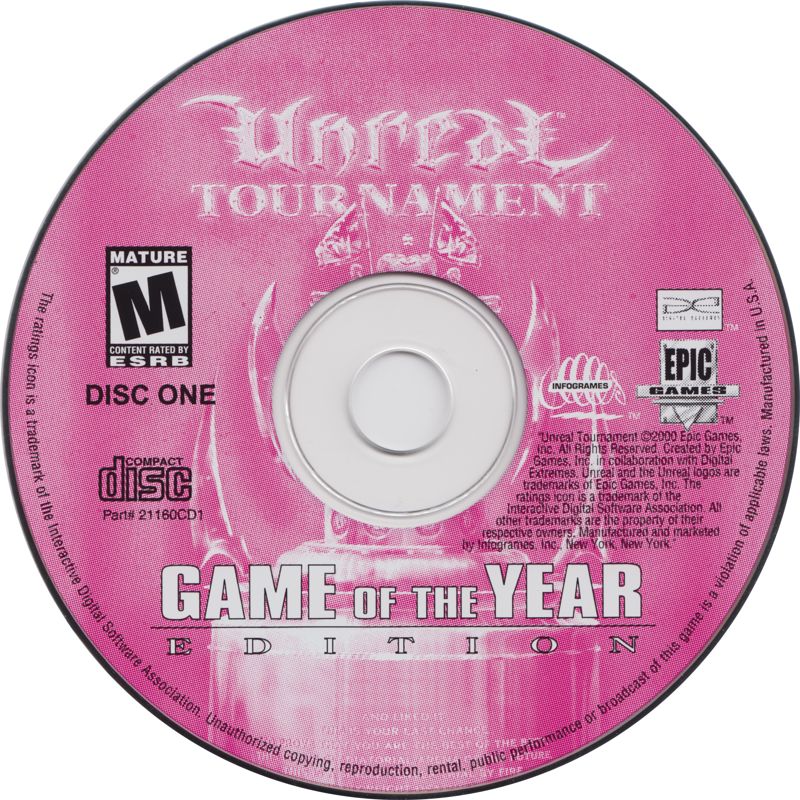 Unreal Tournament Game of the Year Edition Disc 1-2 Microsoft Windows PC CD-PC Gamez USA