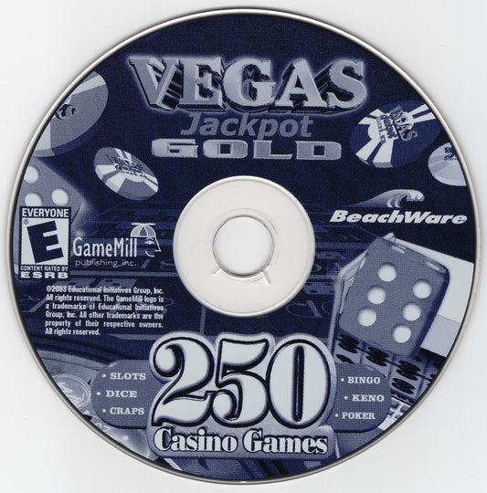 Vegas JackPot Gold 250 Casino Games Microsoft Windows PC CD-PC Gamez USA