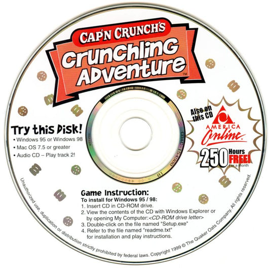 cap'n crunch's crunchling adventure Microsoft Windows PC CD-PC Gamez USA