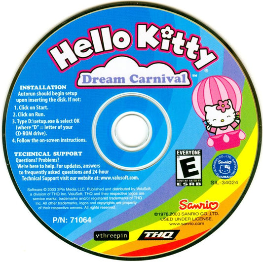 Hello Kitty Dream Carnival Microsoft Windows PC CD-PC Gamez USA